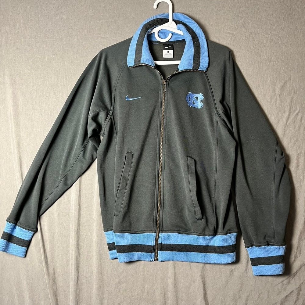 UNC Nike Track Jacket Mens S Grey Carolina Blue NCAA Basketball Full Zip/